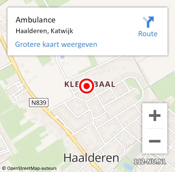 Locatie op kaart van de 112 melding: Ambulance Haalderen, Katwijk op 21 april 2016 20:28