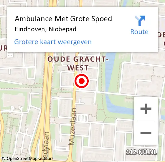 Locatie op kaart van de 112 melding: Ambulance Met Grote Spoed Naar Eindhoven, Niobepad op 21 april 2016 20:55