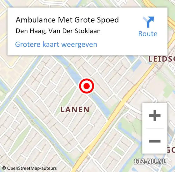 Locatie op kaart van de 112 melding: Ambulance Met Grote Spoed Naar Den Haag, Van Der Stoklaan op 21 april 2016 21:10