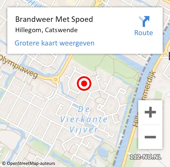 Locatie op kaart van de 112 melding: Brandweer Met Spoed Naar Hillegom, Catswende op 21 april 2016 21:19