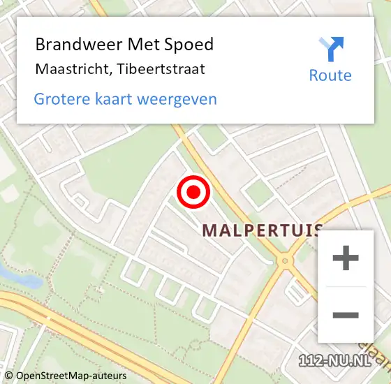 Locatie op kaart van de 112 melding: Brandweer Met Spoed Naar Maastricht, Tibeertstraat op 21 april 2016 22:12