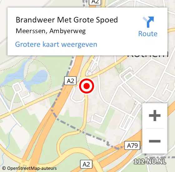 Locatie op kaart van de 112 melding: Brandweer Met Grote Spoed Naar Meerssen, Ambyerweg op 21 april 2016 22:46