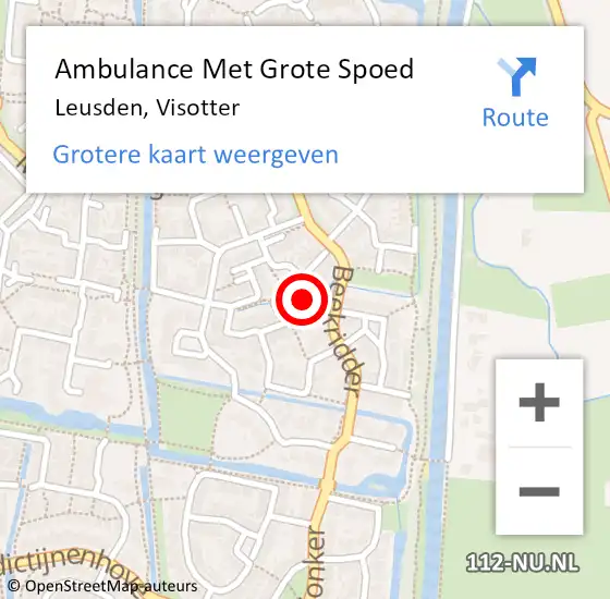 Locatie op kaart van de 112 melding: Ambulance Met Grote Spoed Naar Leusden, Visotter op 21 april 2016 22:50
