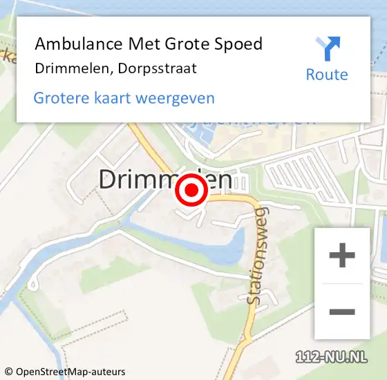Locatie op kaart van de 112 melding: Ambulance Met Grote Spoed Naar Drimmelen, Dorpsstraat op 21 april 2016 23:29