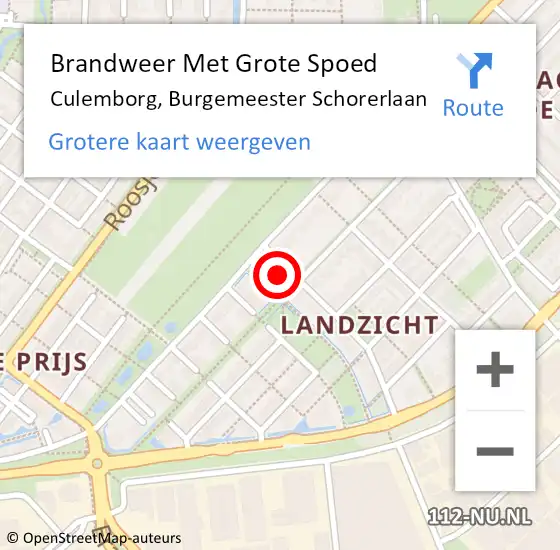 Locatie op kaart van de 112 melding: Brandweer Met Grote Spoed Naar Culemborg, Burgemeester Schorerlaan op 22 april 2016 01:36