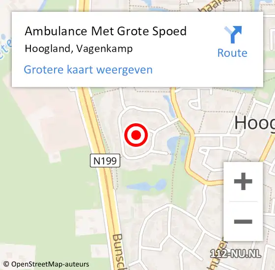 Locatie op kaart van de 112 melding: Ambulance Met Grote Spoed Naar Hoogland, Vagenkamp op 22 april 2016 03:35