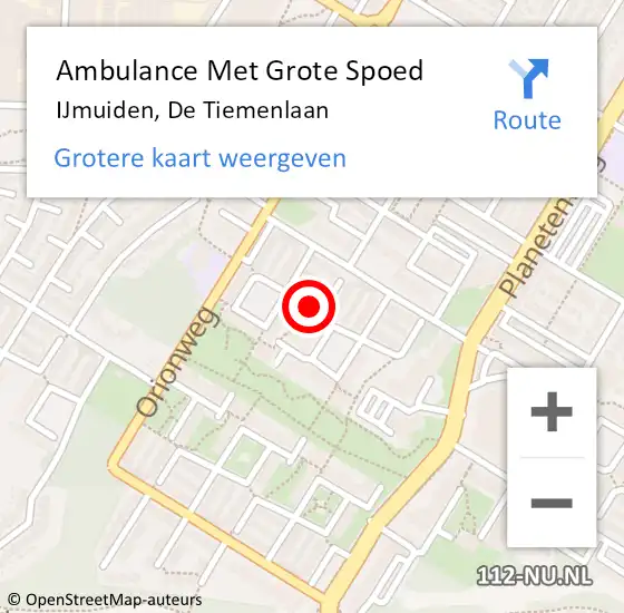 Locatie op kaart van de 112 melding: Ambulance Met Grote Spoed Naar IJmuiden, De Tiemenlaan op 22 april 2016 03:44