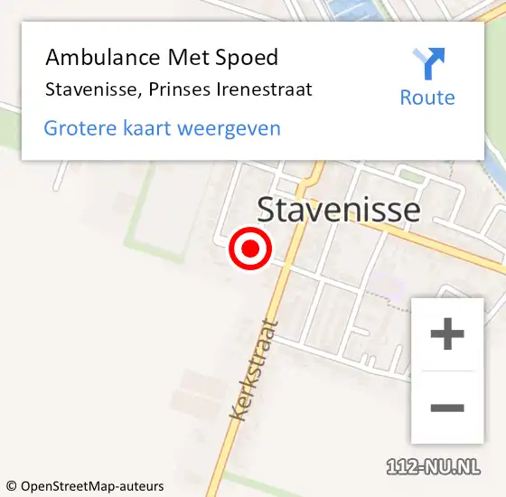 Locatie op kaart van de 112 melding: Ambulance Met Spoed Naar Stavenisse, Prinses Irenestraat op 12 december 2013 16:13