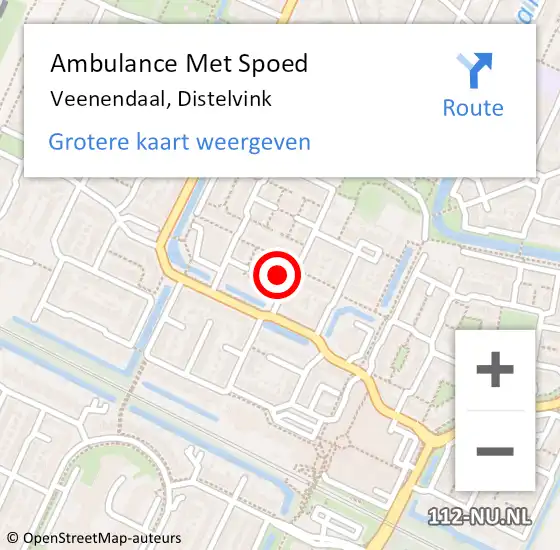 Locatie op kaart van de 112 melding: Ambulance Met Spoed Naar Veenendaal, Distelvink op 22 april 2016 07:23