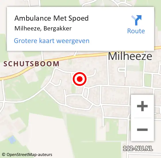 Locatie op kaart van de 112 melding: Ambulance Met Spoed Naar Milheeze, Bergakker op 22 april 2016 11:32