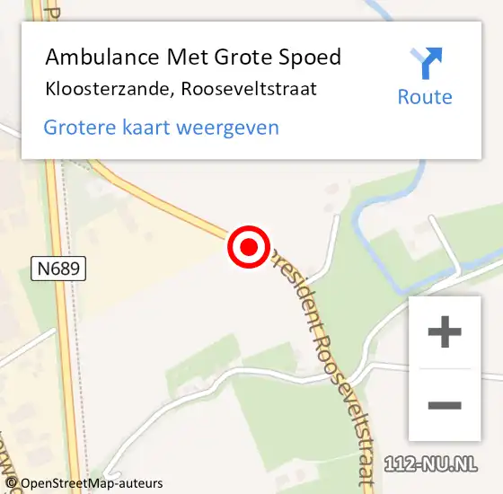 Locatie op kaart van de 112 melding: Ambulance Met Grote Spoed Naar Kloosterzande, Rooseveltstraat op 22 april 2016 11:40