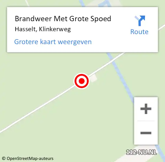 Locatie op kaart van de 112 melding: Brandweer Met Grote Spoed Naar Hasselt, Klinkerweg op 22 april 2016 12:14