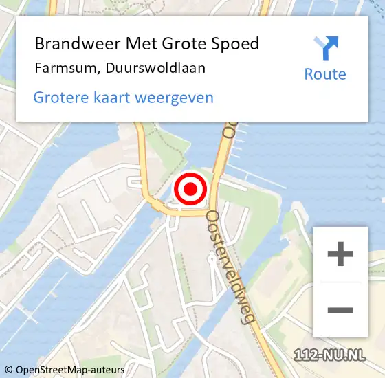 Locatie op kaart van de 112 melding: Brandweer Met Grote Spoed Naar Farmsum, Duurswoldlaan op 12 december 2013 16:51