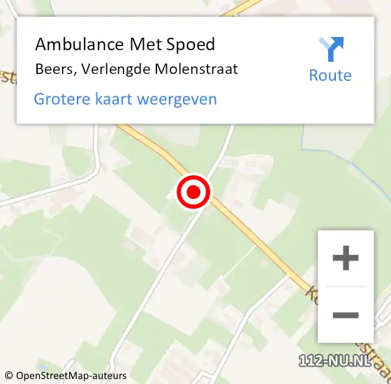 Locatie op kaart van de 112 melding: Ambulance Met Spoed Naar Beers, Verlengde Molenstraat op 22 april 2016 12:45