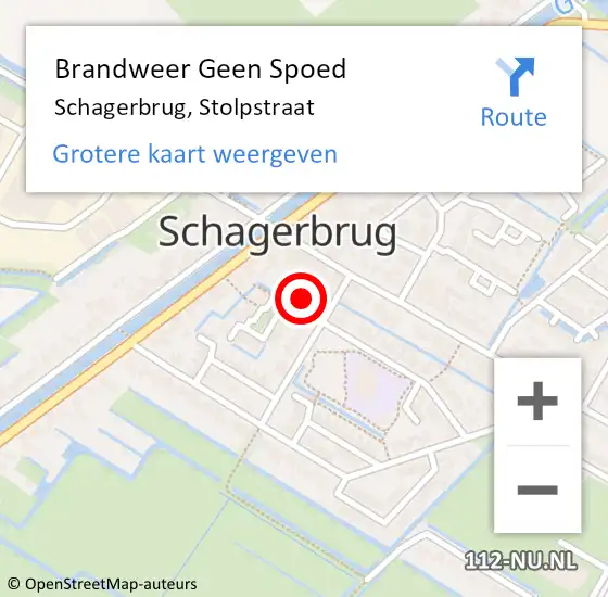 Locatie op kaart van de 112 melding: Brandweer Geen Spoed Naar Schagerbrug, Stolpstraat op 22 april 2016 14:13