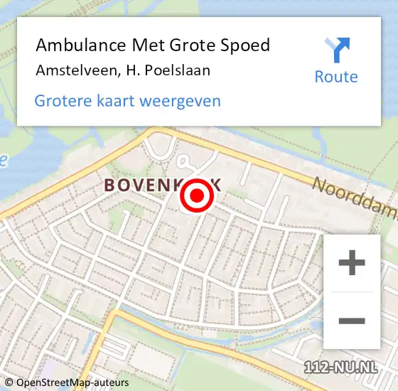 Locatie op kaart van de 112 melding: Ambulance Met Grote Spoed Naar Amstelveen, H. Poelslaan op 22 april 2016 14:32