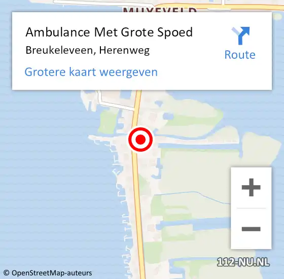 Locatie op kaart van de 112 melding: Ambulance Met Grote Spoed Naar Breukeleveen, Herenweg op 12 december 2013 17:07