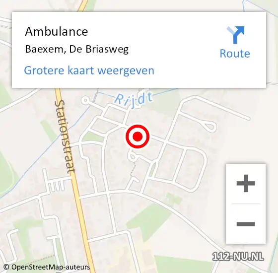 Locatie op kaart van de 112 melding: Ambulance Baexem, De Briasweg op 22 april 2016 15:26