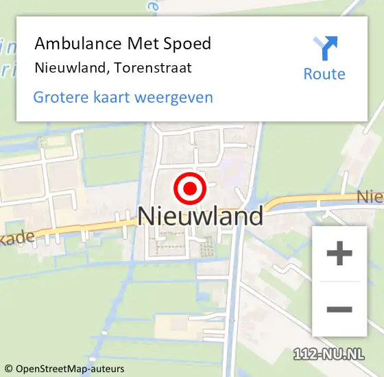 Locatie op kaart van de 112 melding: Ambulance Met Spoed Naar Nieuwland, Torenstraat op 22 april 2016 15:44