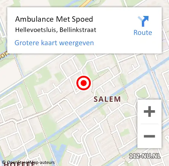 Locatie op kaart van de 112 melding: Ambulance Met Spoed Naar Hellevoetsluis, Bellinkstraat op 22 april 2016 16:10