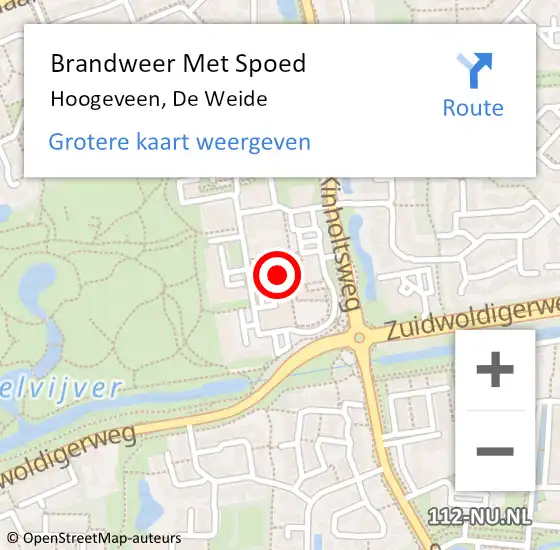 Locatie op kaart van de 112 melding: Brandweer Met Spoed Naar Hoogeveen, De Weide op 22 april 2016 16:37