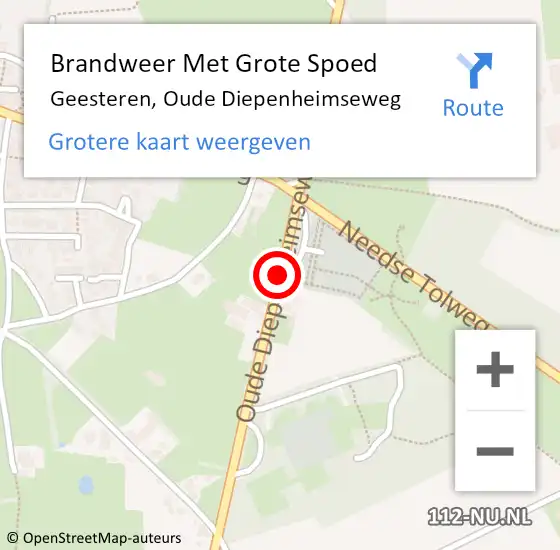 Locatie op kaart van de 112 melding: Brandweer Met Grote Spoed Naar Geesteren, Oude Diepenheimseweg op 22 april 2016 16:39