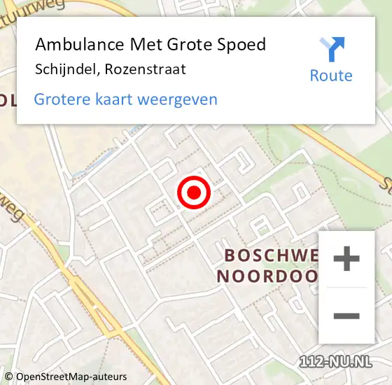 Locatie op kaart van de 112 melding: Ambulance Met Grote Spoed Naar Schijndel, Rozenstraat op 22 april 2016 16:52