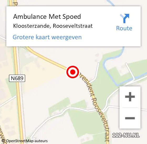 Locatie op kaart van de 112 melding: Ambulance Met Spoed Naar Kloosterzande, Rooseveltstraat op 22 april 2016 17:05