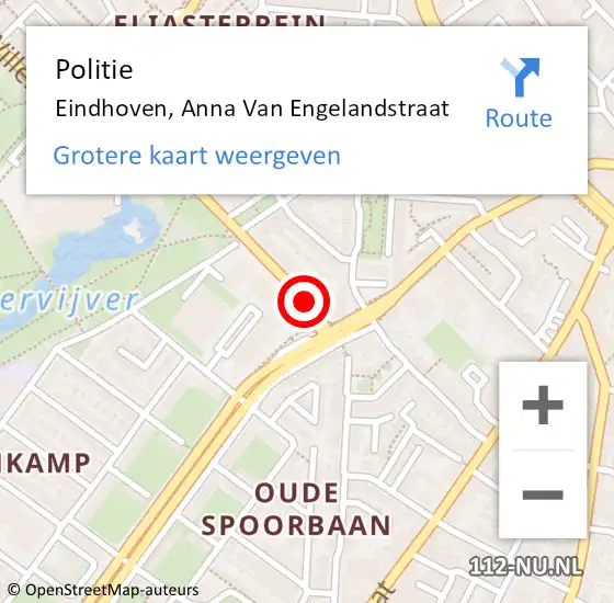 Locatie op kaart van de 112 melding: Politie Eindhoven, Anna Van Engelandstraat op 22 april 2016 17:16