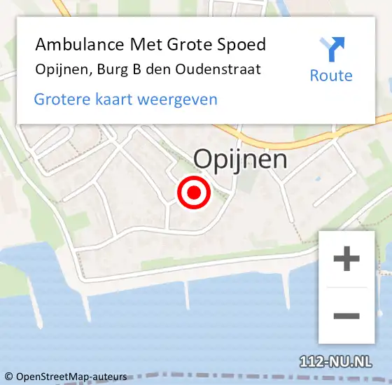 Locatie op kaart van de 112 melding: Ambulance Met Grote Spoed Naar Opijnen, Burg B den Oudenstraat op 22 april 2016 18:17