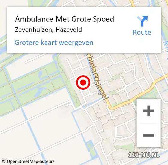 Locatie op kaart van de 112 melding: Ambulance Met Grote Spoed Naar Zevenhuizen, Hazeveld op 22 april 2016 18:32