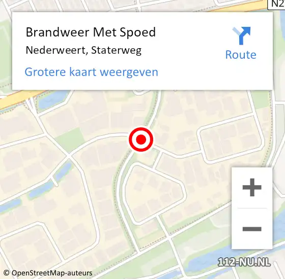 Locatie op kaart van de 112 melding: Brandweer Met Spoed Naar Nederweert, Staterweg op 22 april 2016 18:49