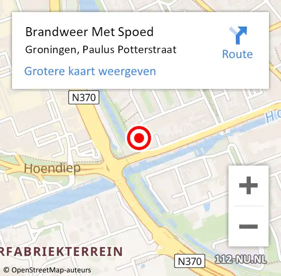 Locatie op kaart van de 112 melding: Brandweer Met Spoed Naar Groningen, Paulus Potterstraat op 22 april 2016 19:24