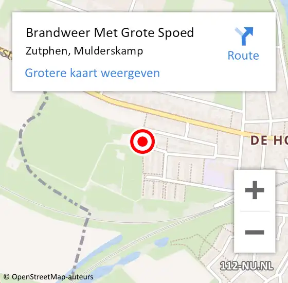 Locatie op kaart van de 112 melding: Brandweer Met Grote Spoed Naar Zutphen, Mulderskamp op 22 april 2016 19:40