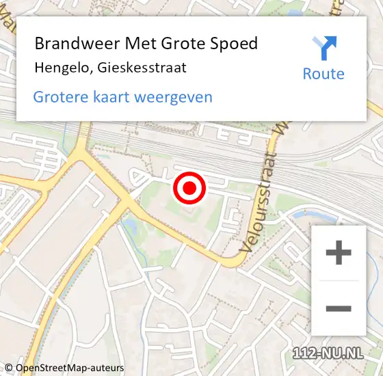 Locatie op kaart van de 112 melding: Brandweer Met Grote Spoed Naar Hengelo, Gieskesstraat op 22 april 2016 19:46