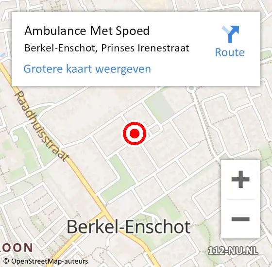 Locatie op kaart van de 112 melding: Ambulance Met Spoed Naar Berkel-Enschot, Prinses Irenestraat op 22 april 2016 20:30