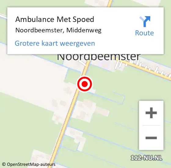 Locatie op kaart van de 112 melding: Ambulance Met Spoed Naar Noordbeemster, Middenweg op 22 april 2016 21:33