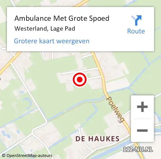 Locatie op kaart van de 112 melding: Ambulance Met Grote Spoed Naar Westerland, Lage Pad op 22 april 2016 21:49