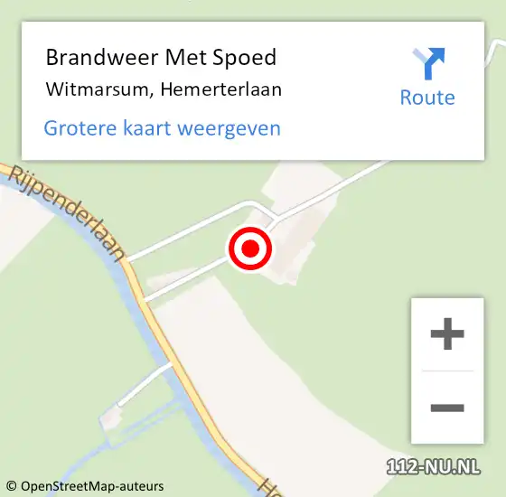 Locatie op kaart van de 112 melding: Brandweer Met Spoed Naar Witmarsum, Hemerterlaan op 22 april 2016 21:51