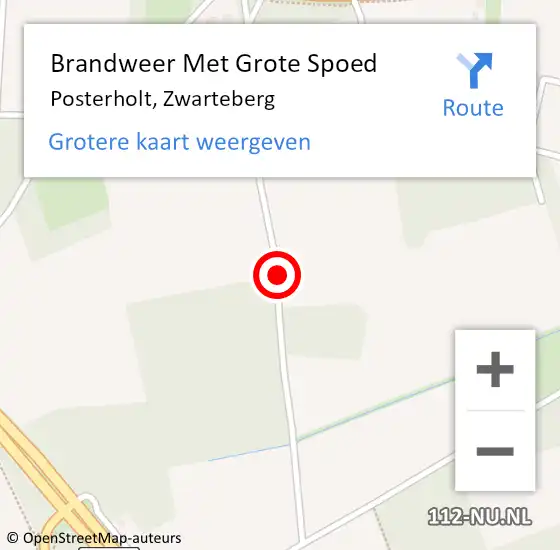 Locatie op kaart van de 112 melding: Brandweer Met Grote Spoed Naar Posterholt, Zwarteberg op 22 april 2016 22:09