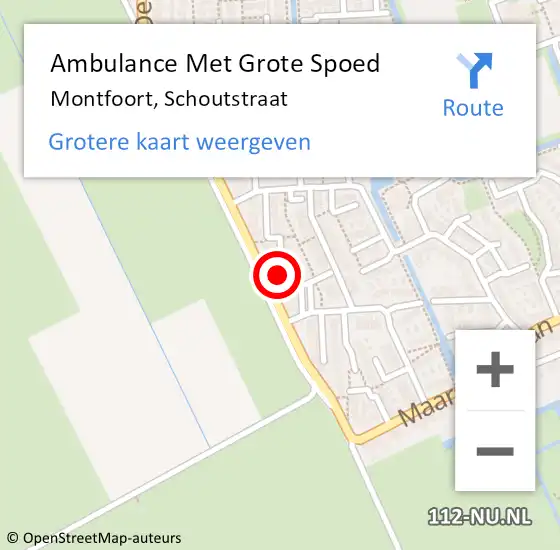 Locatie op kaart van de 112 melding: Ambulance Met Grote Spoed Naar Montfoort, Schoutstraat op 22 april 2016 22:12