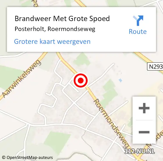 Locatie op kaart van de 112 melding: Brandweer Met Grote Spoed Naar Posterholt, Roermondseweg op 22 april 2016 22:12