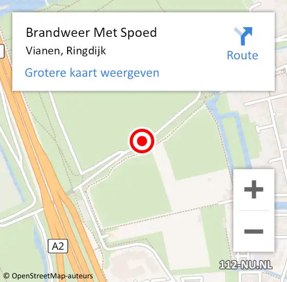 Locatie op kaart van de 112 melding: Brandweer Met Spoed Naar Vianen, Ringdijk op 22 april 2016 22:15