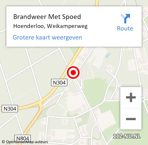 Locatie op kaart van de 112 melding: Brandweer Met Spoed Naar Hoenderloo, Weikamperweg op 22 april 2016 22:31