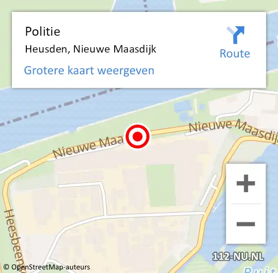 Locatie op kaart van de 112 melding: Politie Heusden, Nieuwe Maasdijk op 22 april 2016 22:57