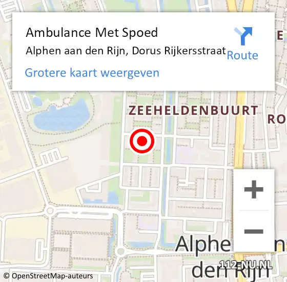 Locatie op kaart van de 112 melding: Ambulance Met Spoed Naar Alphen aan den Rijn, Dorus Rijkersstraat op 22 april 2016 23:22