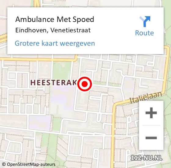 Locatie op kaart van de 112 melding: Ambulance Met Spoed Naar Eindhoven, Venetiestraat op 23 april 2016 00:18
