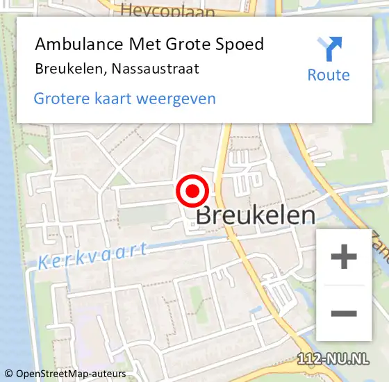 Locatie op kaart van de 112 melding: Ambulance Met Grote Spoed Naar Breukelen, Nassaustraat op 23 april 2016 00:46