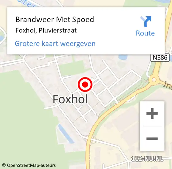 Locatie op kaart van de 112 melding: Brandweer Met Spoed Naar Foxhol, Pluvierstraat op 23 april 2016 00:59