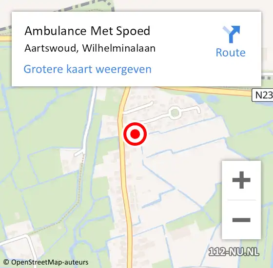 Locatie op kaart van de 112 melding: Ambulance Met Spoed Naar Aartswoud, Wilhelminalaan op 23 april 2016 01:34